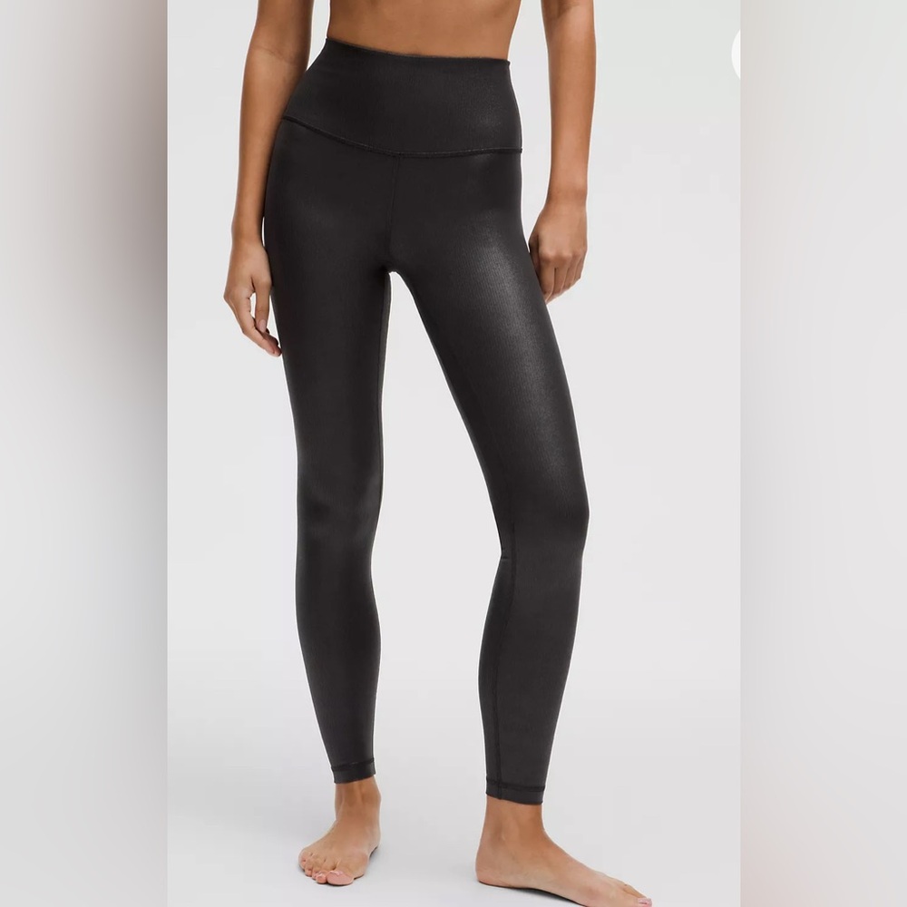 lululemon Align High-Rise Ribbed Pant 28" : Black shine